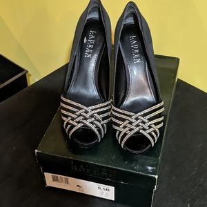 Black Ralph Lauren Peep Toe Pumps
